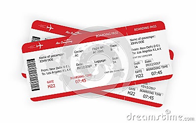 Airplane tickets. Boarding pass tickets template Vector Illustration