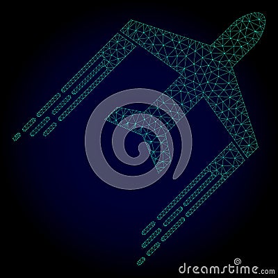 Airplane Trail Polygonal Frame Vector Mesh with Fast Motion Effect Vector Illustration