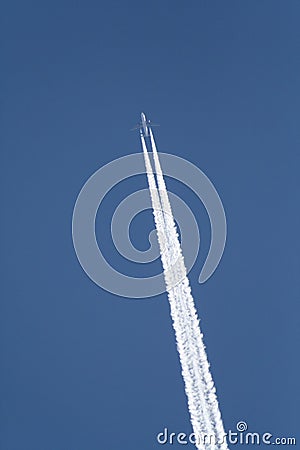 Airplane trails Stock Photo