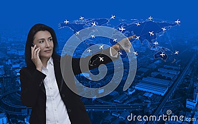 Airplane transportation route network concept, Elements of this Stock Photo