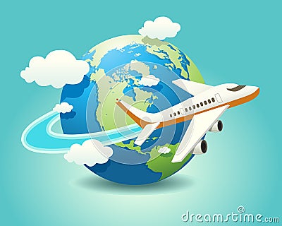 Airplane Travel Vector Illustration