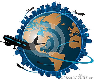 Airplane travel concept Vector Illustration