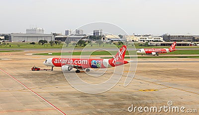 Airplane Tugs, Machine for push back the aircraft to taxiway,. Editorial Stock Photo