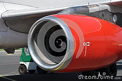 Airplane turbine engine Stock Photo