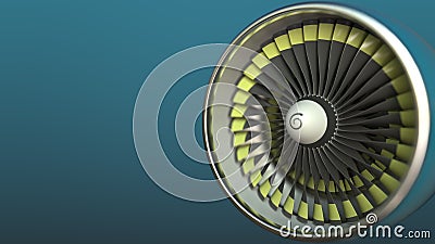 Airplane turbine engine 3D rendering Stock Photo