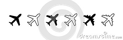 Airplane vector icon set. Linear flight transport symbol Vector Illustration