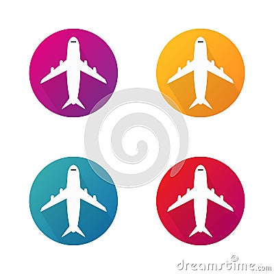 Airplane vector icons in circle. Aircraft round vector buttons for website. vector eps 10 Vector Illustration