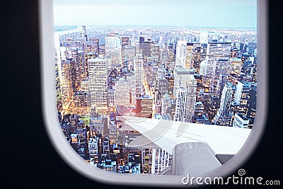 Airplane view from illuminator Stock Photo