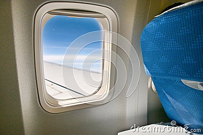 Airplane window Stock Photo
