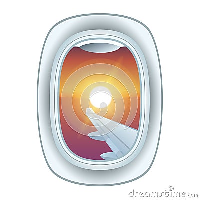 Airplane window view vector illustration. Vector Illustration