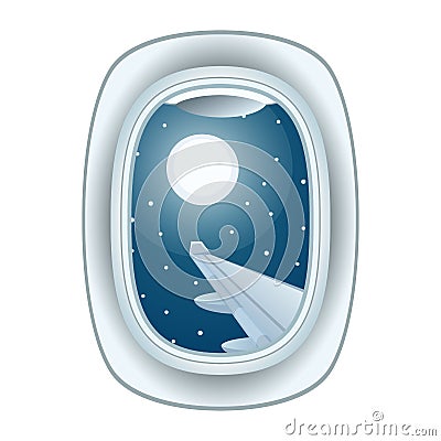 Airplane window view vector illustration. Vector Illustration