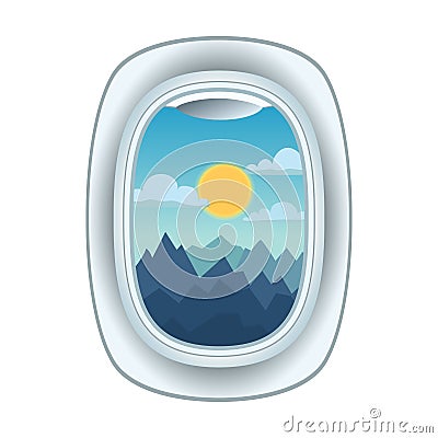 Airplane window view vector illustration. Vector Illustration