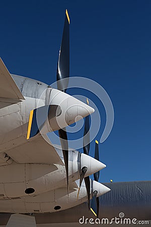 Airplane wing with propeller engine Editorial Stock Photo