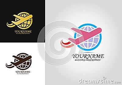 Airplane World Design Logo Stock Photo