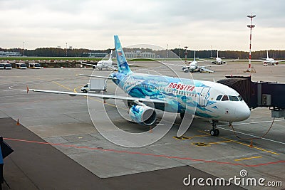 Airplane of Zenit football Russian club in Vnukovo airport Editorial Stock Photo