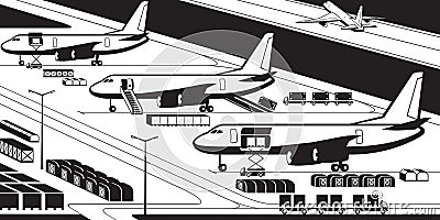 Airplanes at cargo airport Vector Illustration