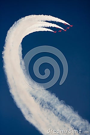 Airplanes flying during the airshow. Editorial Stock Photo