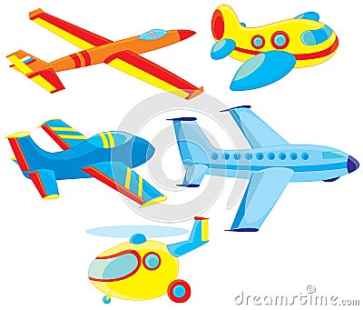 Airplanes and helicopter Vector Illustration