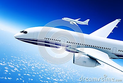 Airplanes Mid in the Air Stock Photo