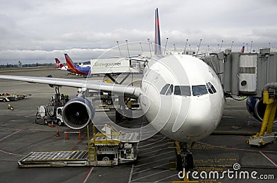 Airplanes at Seattle airport Editorial Stock Photo