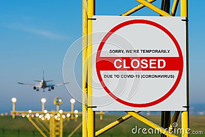 Airport airspace runway perimeter closed due to Coronavirus Covid-19 Stock Photo