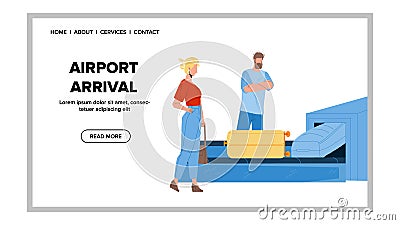 Airport Arrival Passengers Waiting Baggage Vector Illustration Vector Illustration