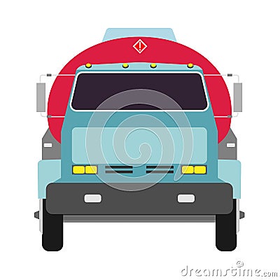 Airport aviation fuel truck vector flat front view. Airplane petrol tanker transportation Vector Illustration