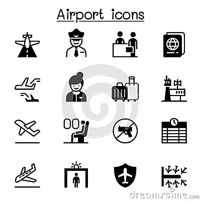 Airport, aviation icon set vector illustration graphic design Cartoon Illustration