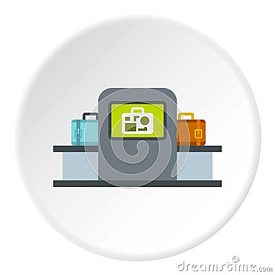 Airport baggage security scanner icon circle Vector Illustration