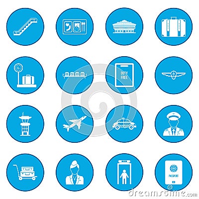 Airport black icon blue Vector Illustration