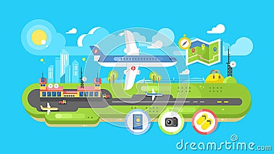 Airport building infrastructure Vector Illustration