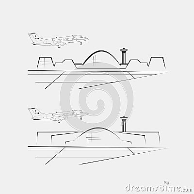 Airport buildings. Terminal architecture. Vector Illustration