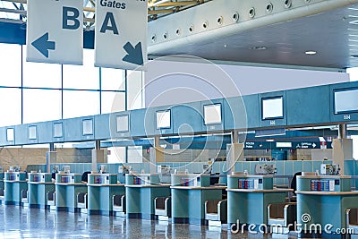 Airport check-in desks Stock Photo