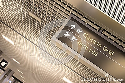 Airport checkin and gate signage Stock Photo