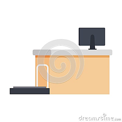 airport checkin place with balance and computer Cartoon Illustration