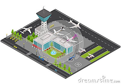 Airport Concept 3d Isometric View. Vector Vector Illustration