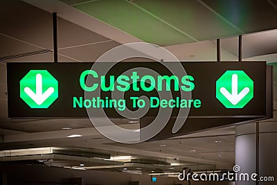 Airport customs signboard icon in international airport Stock Photo