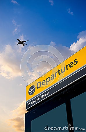 Airport Departure and Arrival sign at Heathrow, London Stock Photo