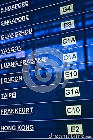 Airport departure board Stock Photo