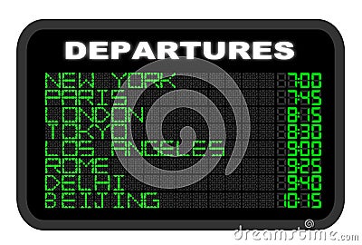 Airport Departure board Cartoon Illustration