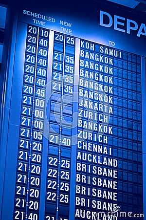 Airport Departure Board Stock Photo