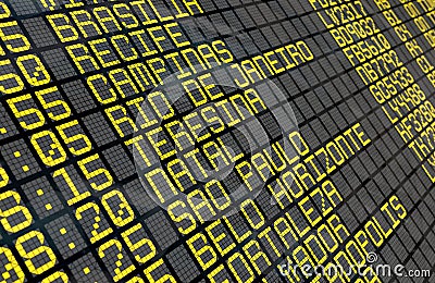 Airport Departure Board with Brazilian destinations Stock Photo