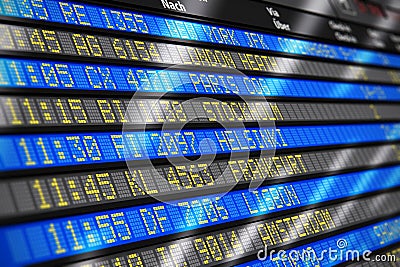 Airport departure board Stock Photo