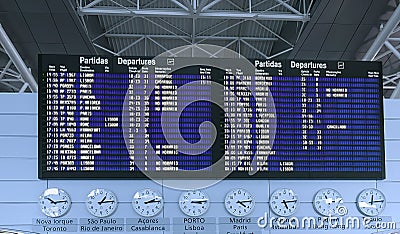 Airport Departure Board Information Stock Photo