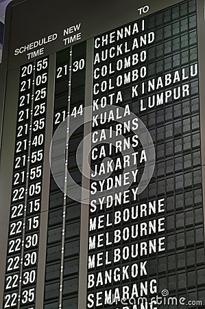 Airport departure information board Stock Photo