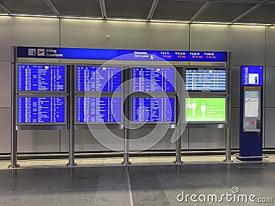 Airport departure information board, timetable Editorial Stock Photo