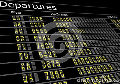 Airport Departures Board Stock Photo