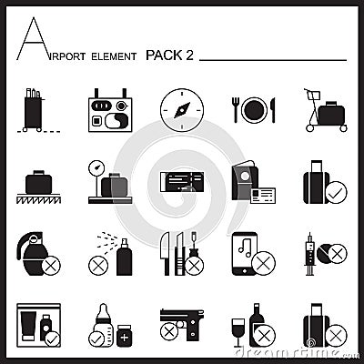 Airport Element graph Icon Set2.Mono pack.Graphic logo se Vector Illustration