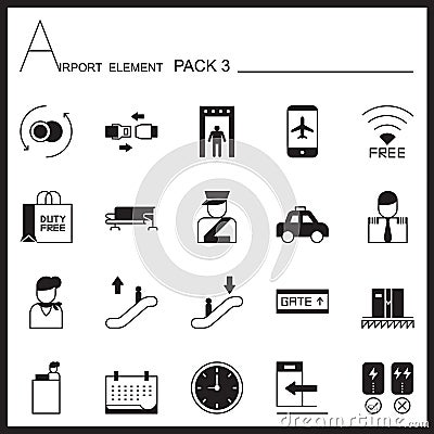 Airport Element Graph Icon Set.Pack 3.Mono pack.Graphic l Vector Illustration