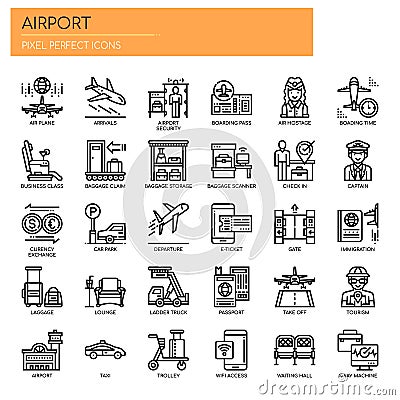 Airport Elements , Pixel Perfect Icons Vector Illustration